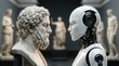 © Sukon - Classical Greek sculpture and a futuristic android statue in an old vs new art dialogue.
