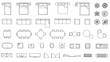 © Abdelati - Architectural floor plan symbols for interior design, furniture top view icons for house planning, modern home layout CAD blocks isolated on White Background ai