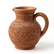 © TutStudio - Handcrafted Brown Terracotta Clay Pitcher Isolated on White Background