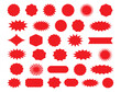 © Kasasagi - Collection of Red Starburst and Sticker Shapes for Promotions and Sales.