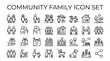 © MSTSUFIA - A collection of simple line art icons depicting families, community buildings, and social interactions.