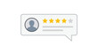 © Abbas - Minimalist vector icon showing a user feedback speech bubble with four bright yellow rating stars