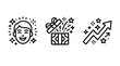 © Mehedi - Set of business success and growth icons featuring happy person gift box rising arrow business development achievement positive incentive increase performance marketing strategy leadership