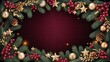 © MSTJASHMINBEGUM - Festive Christmas evergreen garland adorned with golden baubles pine cones and red berries