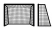 © Aklima - Soccer goal with netting and side view a black and white silhouette football net sports sport game match