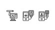 © MSTNAFIATABASSUM - Medical equipment monitoring icons depicting heart rate monitors and patient diagnostic devices with equipment diagnostic hospital clinical healthcare technology wellness analysis electronic