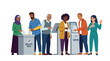 © Bakol - Diverse People Voting at Polling Station Illustration