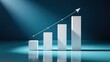 © Haruto - Abstract 3d growing bar chart with upward arrow indicating financial profit increase and business success growth trend