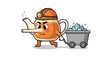 © anjarr - Cartoon delivery man with packages on cart.
