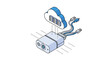 © Sherafgan - Isometric sensor device connecting to cloud storage