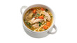 © Olga - Hot chicken soup with vegetables and noodles in white ceramic pot isolated on transparent background