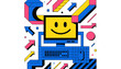 © MD SHAHID MIYA - Smiling computer monitor with colorful geometric shapes
