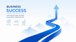 © StudioPixel2 - Business success vector illustration with upward arrow road, growth journey and leadership concept. Modern corporate banner template for presentation, finance, strategy, marketing