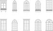 © PNG - Classic and Gothic Window Frame Vector Set with Flower Boxes
