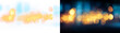 © OLEKSII - Transparent png overlay of blue and warm glowing bokeh lights with soft sparkle effect in an abstract blurred design for festive and decorative backgrounds light glow texture particle star