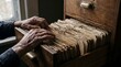 © LaFlor - Close Up of Wrinkled Elderly Hands Searching and Sorting Through Vintage Bundles of Old Letters in a Wooden Drawer