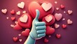 © Jeffrey - 3d thumbs up hand with hearts for social media
