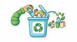 © Selimut - A hand in a green sleeve putting a plastic bottle into a recycling bin