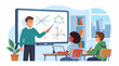 © riau - A teacher explains geometry and calculus to students in a bright classroom