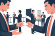 © Usairim Hossain - Businessmen Exchanging Business Cards at Networking Event Illustration