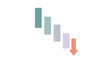 © anower - Series of shrinking bar charts with a prominent red downward arrow signifies decreasing performance or negative growth in a business context.