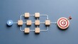 © Ahmed - Action plan execution strategy showing a play button initiating a step by step workflow towards a target goal