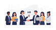 © Niken - Human Resources and Hiring team handshake, business recruitment concept, diversity and teamwork in modern office vector illustration