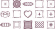 © MSTMAHMUDA - Set of various decorative cushion and pillow in a simple outline style featuring different shapes, patterns, and textures for home decor