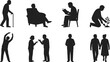 © MdMojibar - Elderly People Silhouette Set – Seniors Walking, Reading, Gardening and Exercising Icons