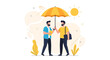 © Nara - Two Men Sharing Umbrella, Symbolizing Support, Protection, Friendship, and Partnership Under the Sun