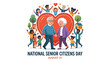 © Layla - Elderly couple celebrates National Senior Citizens Day with joyful diverse people around a heart