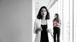 © 형근 최 - Generative AI, Confident businesswoman portrait with selective red color in a modern office