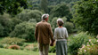 © Benjaporn - Older couple walking uphill through a green park showcasing healthspan longevity lifestyle mobility endurance and healthy aging