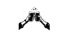 © Wasif - Cheering, toasting hands holding glasses, celebration icon, black and white