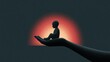 © AnasTruba - Stylized diverse family hands cradle a glowing figure against a beautiful sunset. Rainbow Baby Day