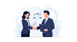 © Mahesa - Lawyers shaking hands, scales of justice and legal agreement concept, vector illustration