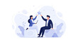 © Husein - Diverse professionals achieving goals, teamwork, success, and innovation with a star symbol and modern flat illustration style.
