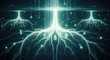 © Hassan - Digital financial growth abstract with glowing money roots connected to data streams in a dark virtual environment representing investment expansion