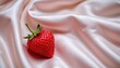© CRISPIFLY - Fresh Ripe Strawberry Silky White Fabric Background