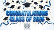 © ASHRAFURRAHMAN - Congratulations class of 2026 banner with blue 3d text, graduation caps, ribbons, and gold confetti