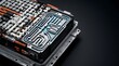 © AlignedArt - electric vehicle battery module with exposed liquid cooling channels engineered for advanced thermal management and high performance energy storage