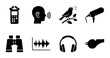 © Khokon - Audio Recording Icons: Sound Equipment, Birdsong, Binoculars, Headphones, Whistle