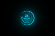 © MstBeauty - Neon glowing color 24 hours service clock icon on black background. Neon glowing Online customer care, live chat support, complete customer satisfaction. Twenty four hours icon.