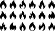 © Ajimicon - Set of black fire flame vector icons.