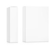 © realstockvector - Realistic closed paperboard box mockup. Half side views. Can be use for medicine, food, cosmetic. 3D hight realistic vector illustration isolated on white background. Scalable. EPS10.