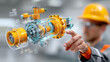 © PixelNexusArt - Digital twin technology visualizes industrial machinery with detailed 3D components and gears enhancing engineering design