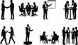 © Rina - Business Silhouette Illustrations Depicting Professional Communication, Collaboration, Meetings, and Workplace Presentations