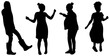 © Uruna - Four silhouettes of women in various poses on white background, woman female person group
