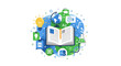 © Amanda - Education and Online Learning Concept Vector Illustration with Open Book and Science Icons