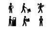© LANA - Industrial worker stick figures, logistics and construction icon set, manual labor vector